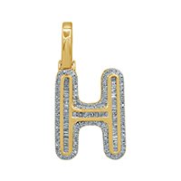 10K YELLOW GOLD 0.53CT DIAMOND ALPHABET "INITIAL H"