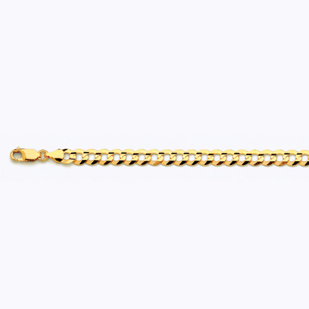 14K 7MM YELLOW GOLD SOLID CURB 24" CHAIN NECKLACE (AVAILABLE IN LENGTHS 7" - 30")