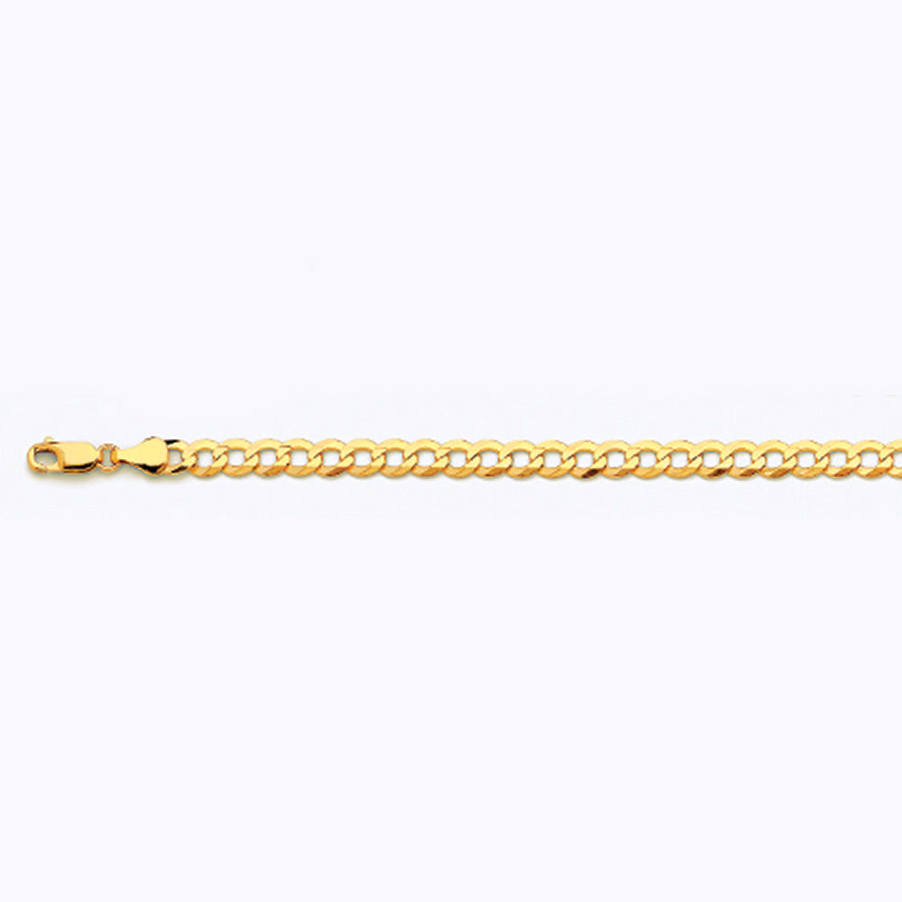 14K 5.5MM YELLOW GOLD SOLID CURB 18" CHAIN NECKLACE (AVAILABLE IN LENGTHS 7" - 30")
