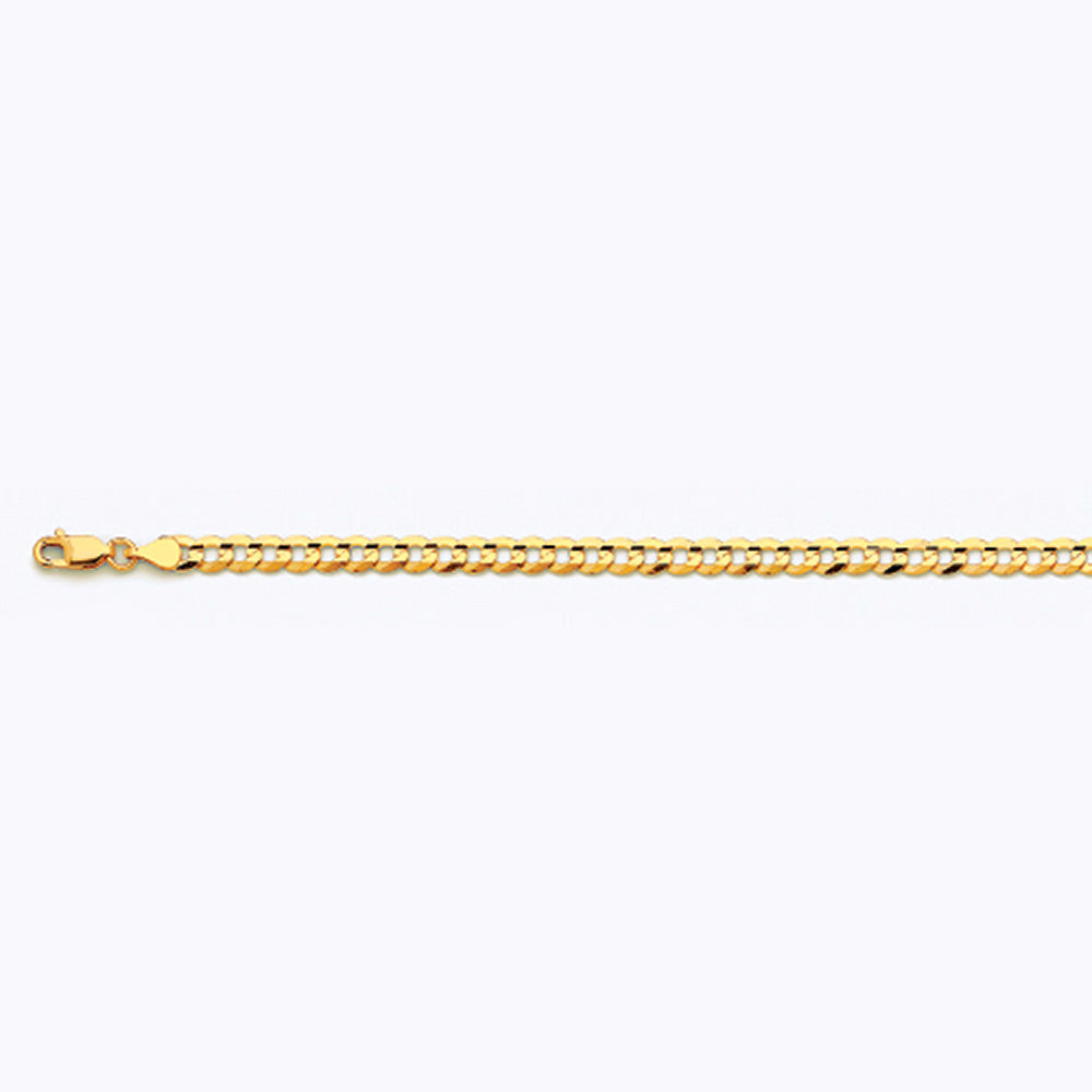 10K 4.5MM YELLOW GOLD SOLID CURB 8.5" CHAIN BRACELET (AVAILABLE IN LENGTHS 7" - 30")