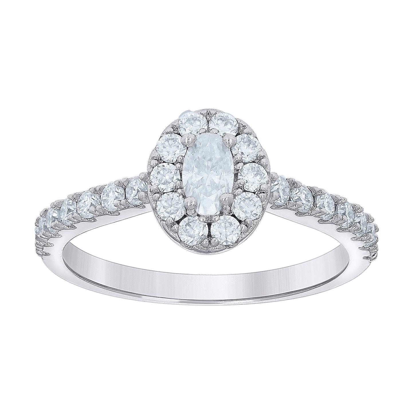 925 Sterling Silver Womens Oval Round 0.86ct Moissanite Oval Engagement Ring