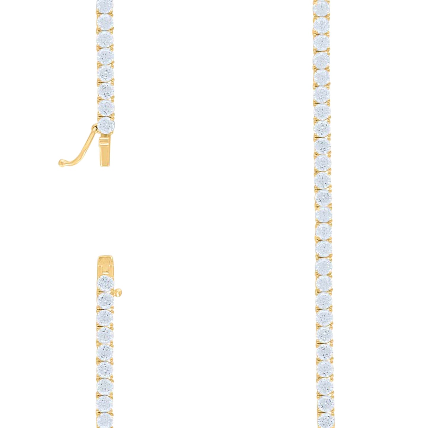 925 Sterling Silver Moissanite Tennis Chain 4mm - 20" Gold Plated