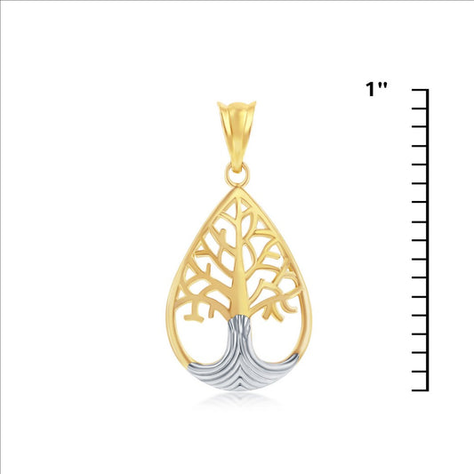 14K Yellow & White Gold Tree of Life Pendant