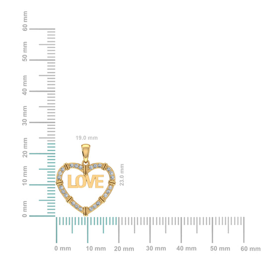 10K Yellow Gold Round Diamond Womens Love Heart Pendant 1/4 Cttw