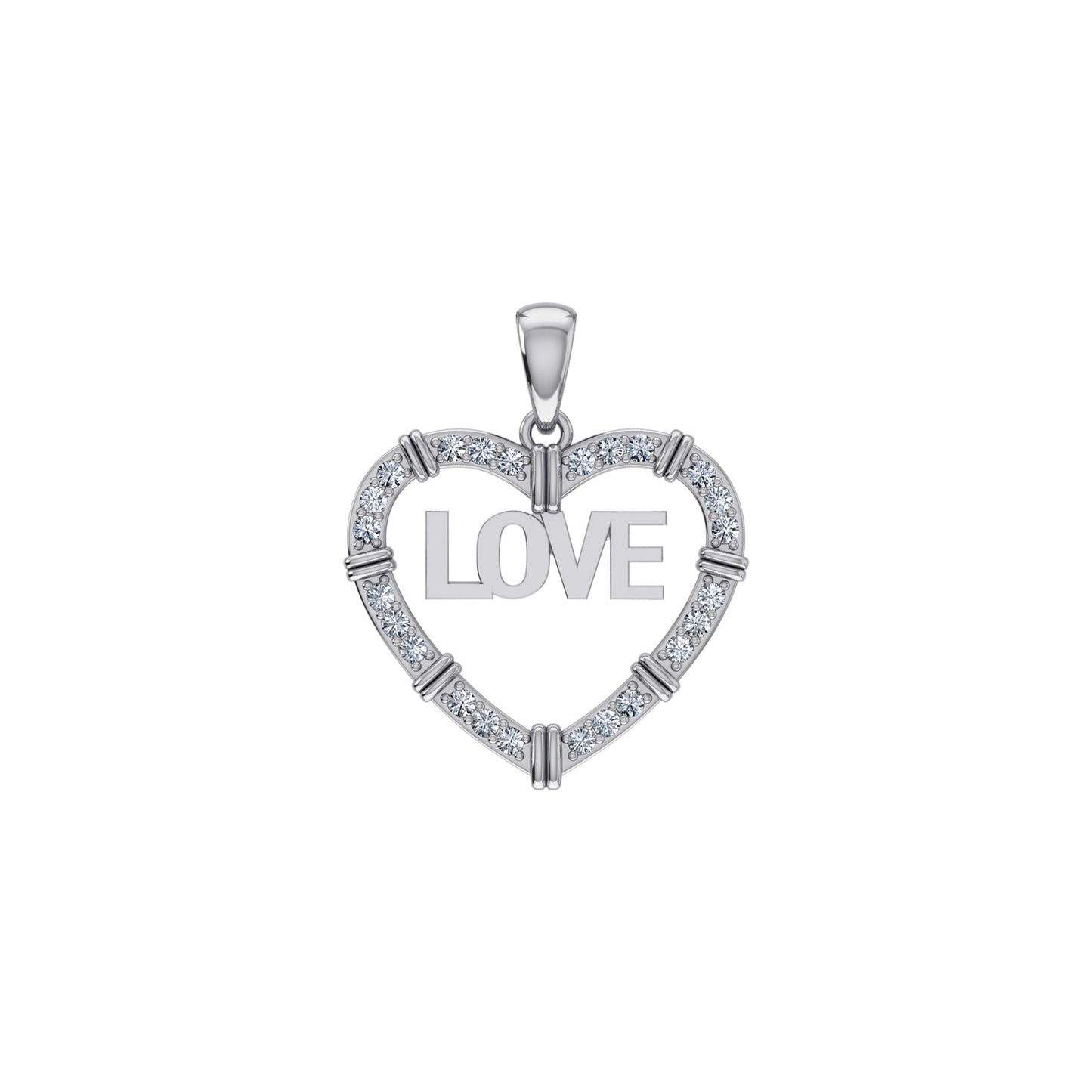 10K White Gold Round Diamond Womens Love Heart Pendant 1/4 CT