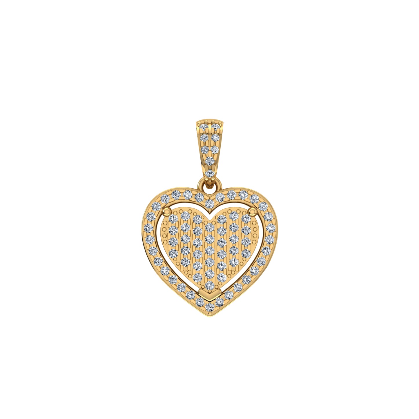 10K Yellow Gold Round Diamond Womens Heart Pendant 1/4 CT