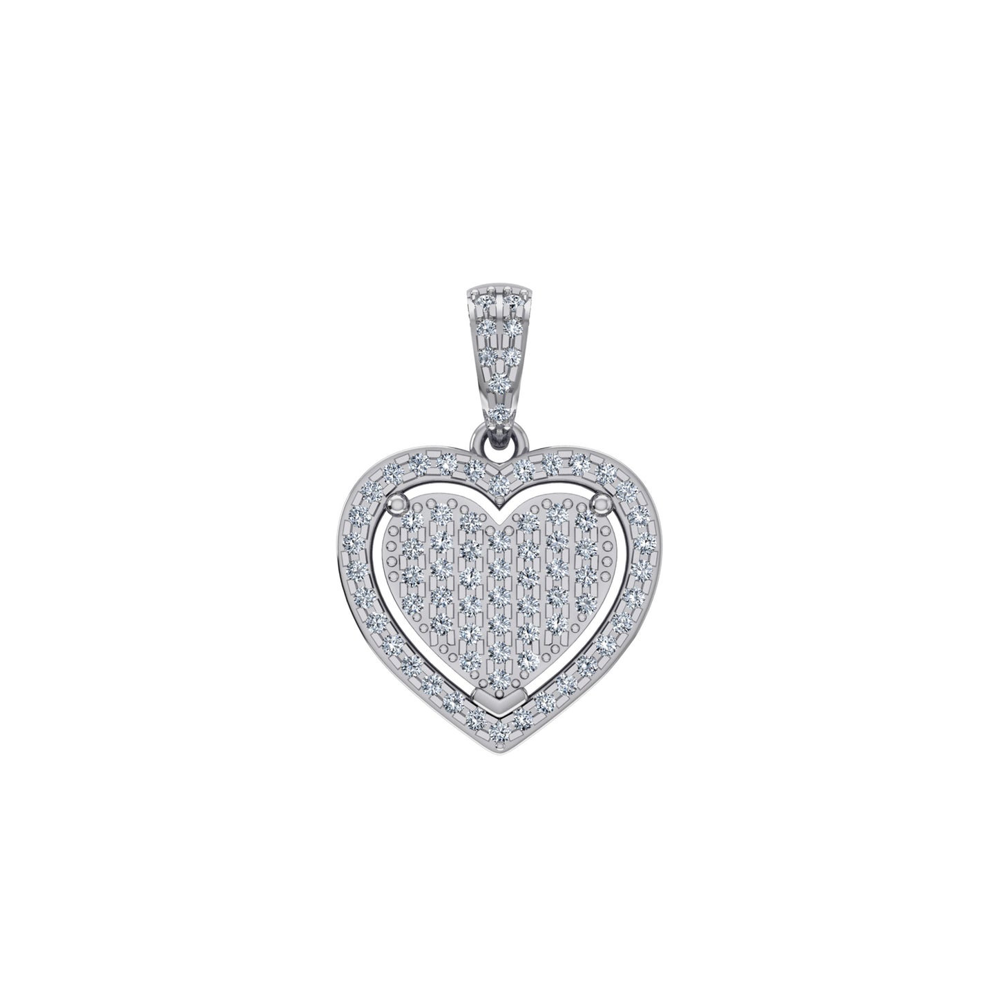 10K White Gold Round Diamond Womens Heart Pendant 1/4 CT