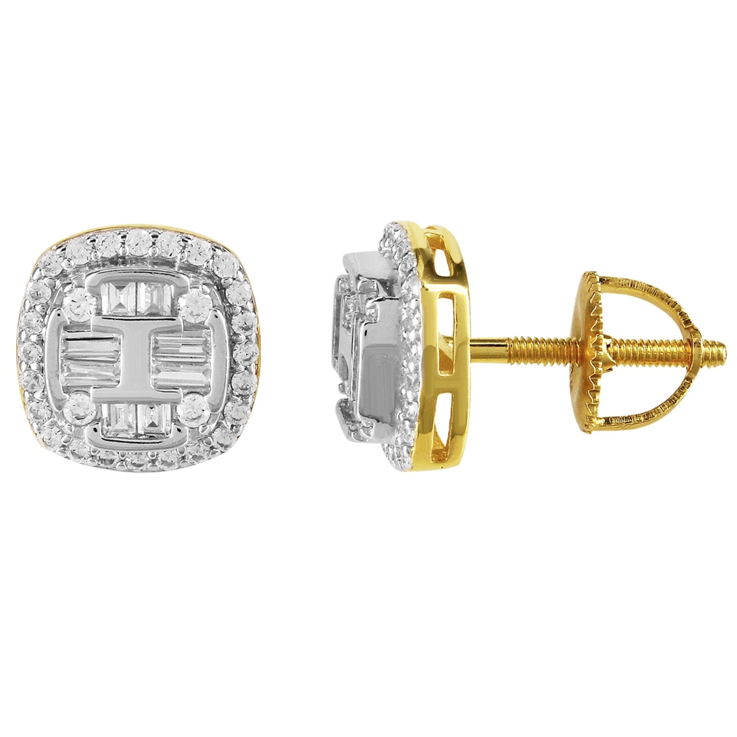 Sterling Silver CZ Square Earrings GP