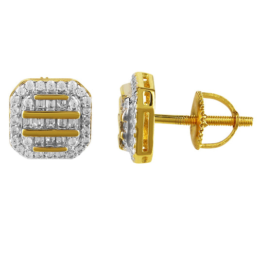 Royal Jewelry and Watches sterling silver square earrings with sparkling clear stones for elegant style