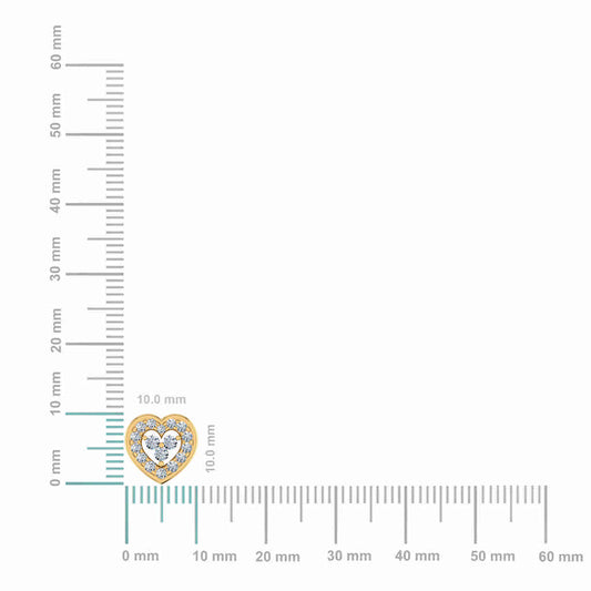 10K Yellow Gold Womens Round Diamond Heart Cluster Earrings 1/2 Cttw