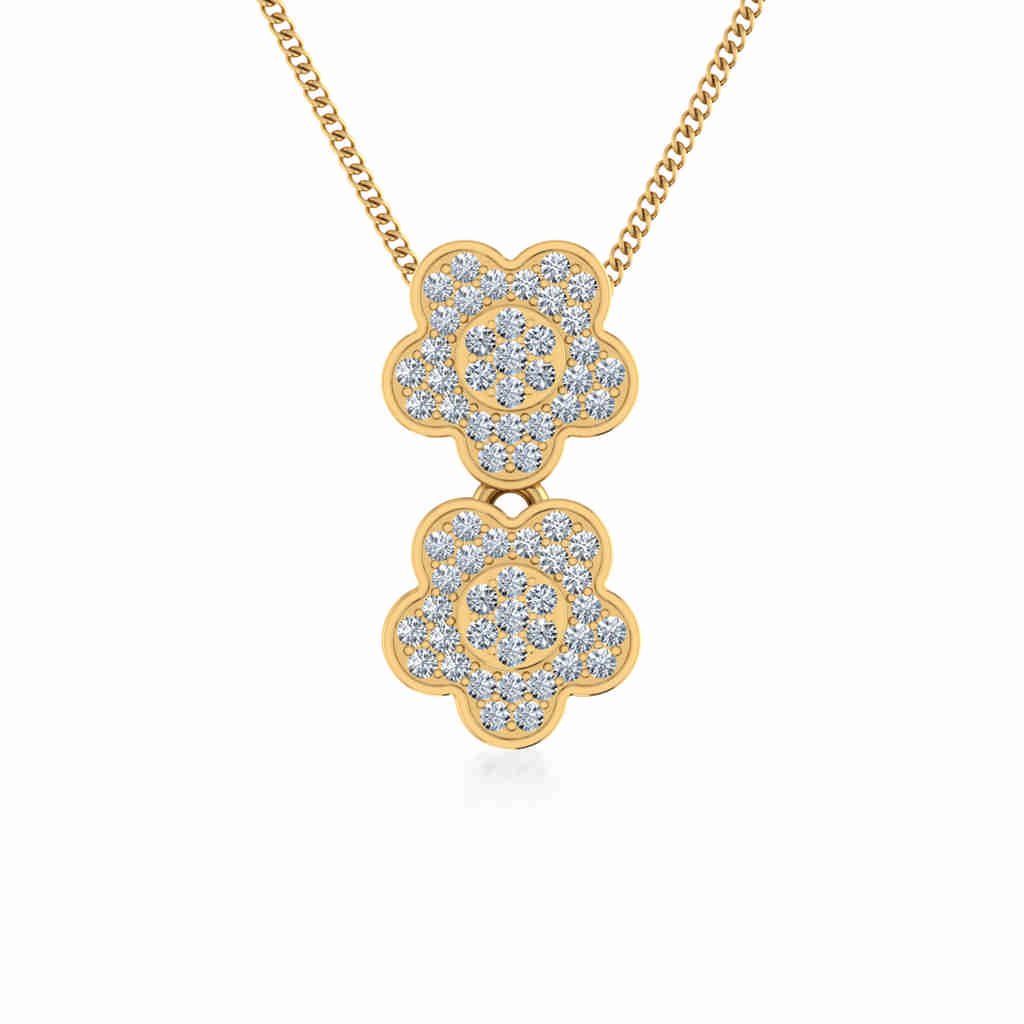 10K Yellow Gold Womens Round Diamond Floral Cluster Top Open Pendant 1/5 CT