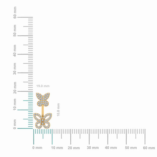 10K Yellow Gold Womens Round Diamond Butterfly Cluster Top Open EarRing 1/4 Cttw