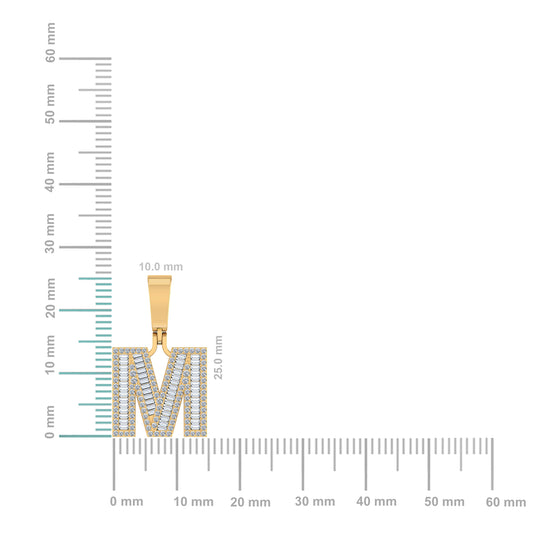 10k gold M initial diamond pendant with sparkling diamonds for a stylish accessory
