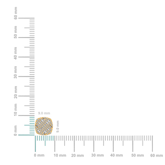 10K Yellow Gold Round Baguette Diamond Square Shape Designer Mens Stud Earring 1/3 Cttw