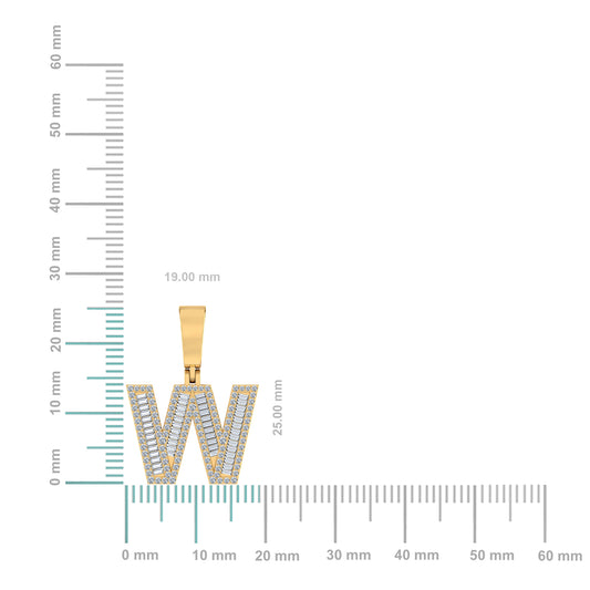 10K yellow gold W initial diamond pendant featuring sparkling diamonds in a stylish design