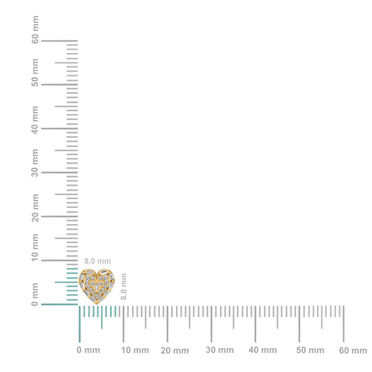 10K Yellow Gold Round Baguette Diamond Heart Designer Earring 1/4 Cttw