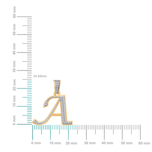 10K yellow gold diamond initial pendant featuring a sparkling letter A design for personalized jewelry