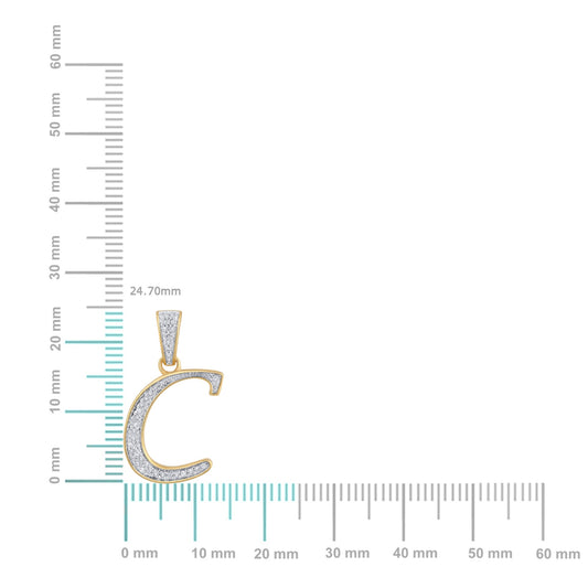 10K yellow gold C initial diamond pendant featuring sparkling diamonds and elegant design