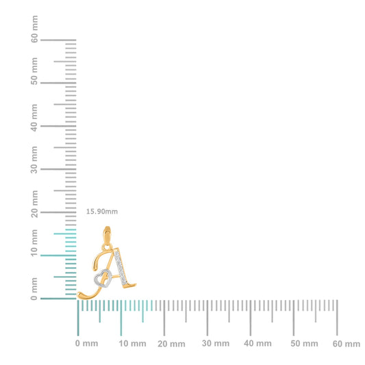 10K yellow gold A initial pendant with a sleek design and sparkling accents