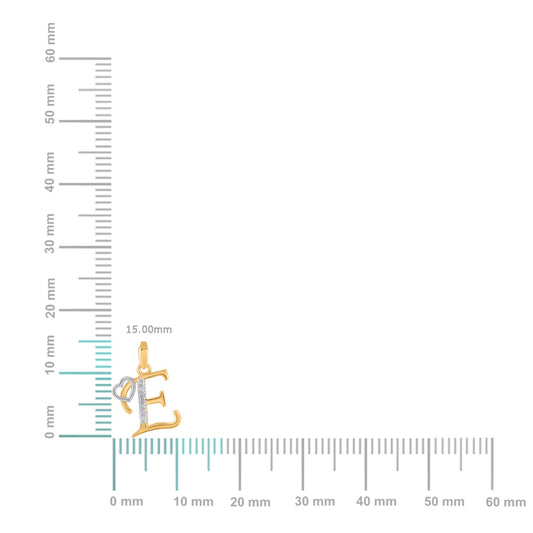 10k yellow gold E initial diamond pendant designed for elegance and style