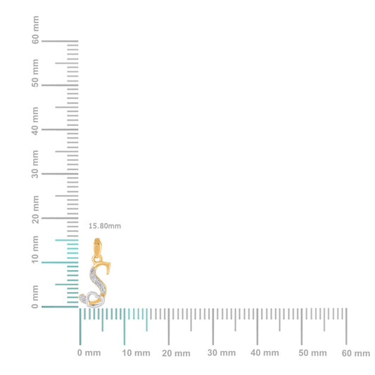 10K gold S initial diamond pendant designed with sparkling diamonds for elegant personalization