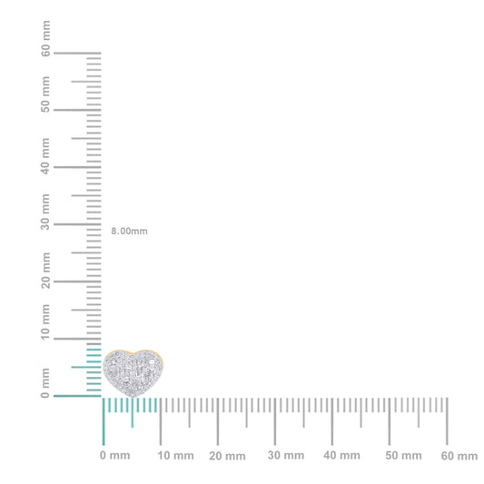 10K Yellow Gold Round Baguette Diamond Heart Earring 1/3 Cttw
