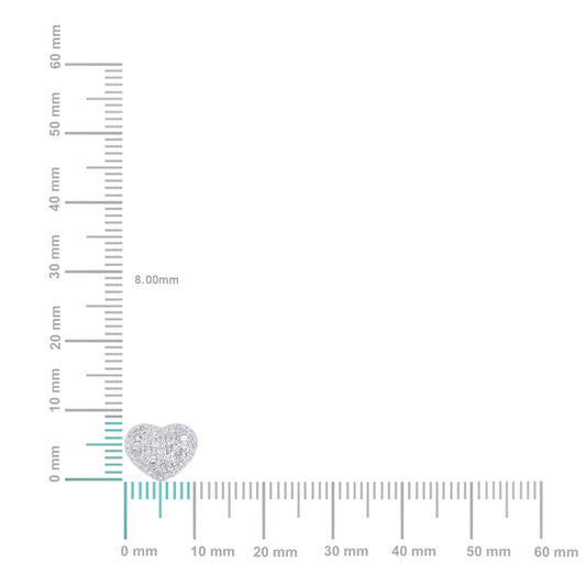 10K White Gold Round Baguette Diamond Heart Earring 1/3 Cttw