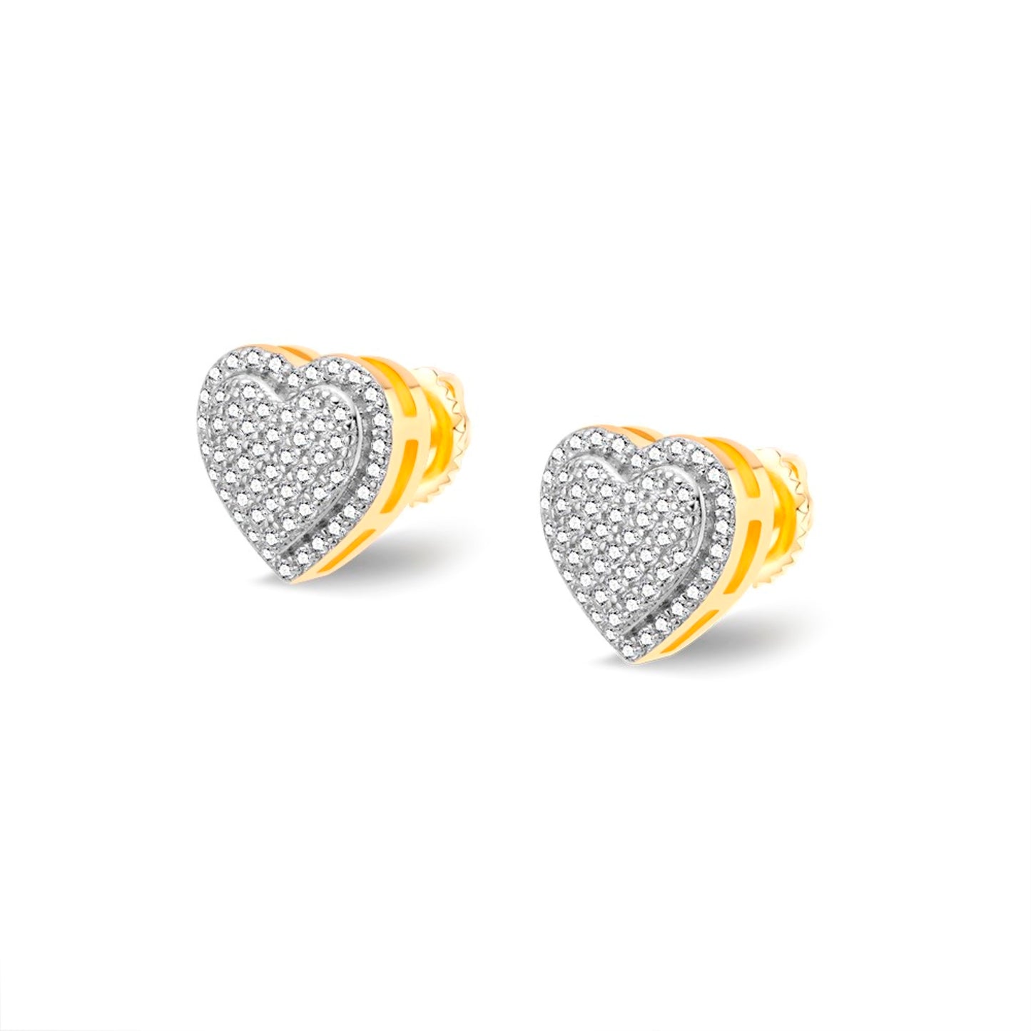 S.Silver Round Moissanite Heart Shape Designer Stud Earrings RP+GP 5/8 Cttw