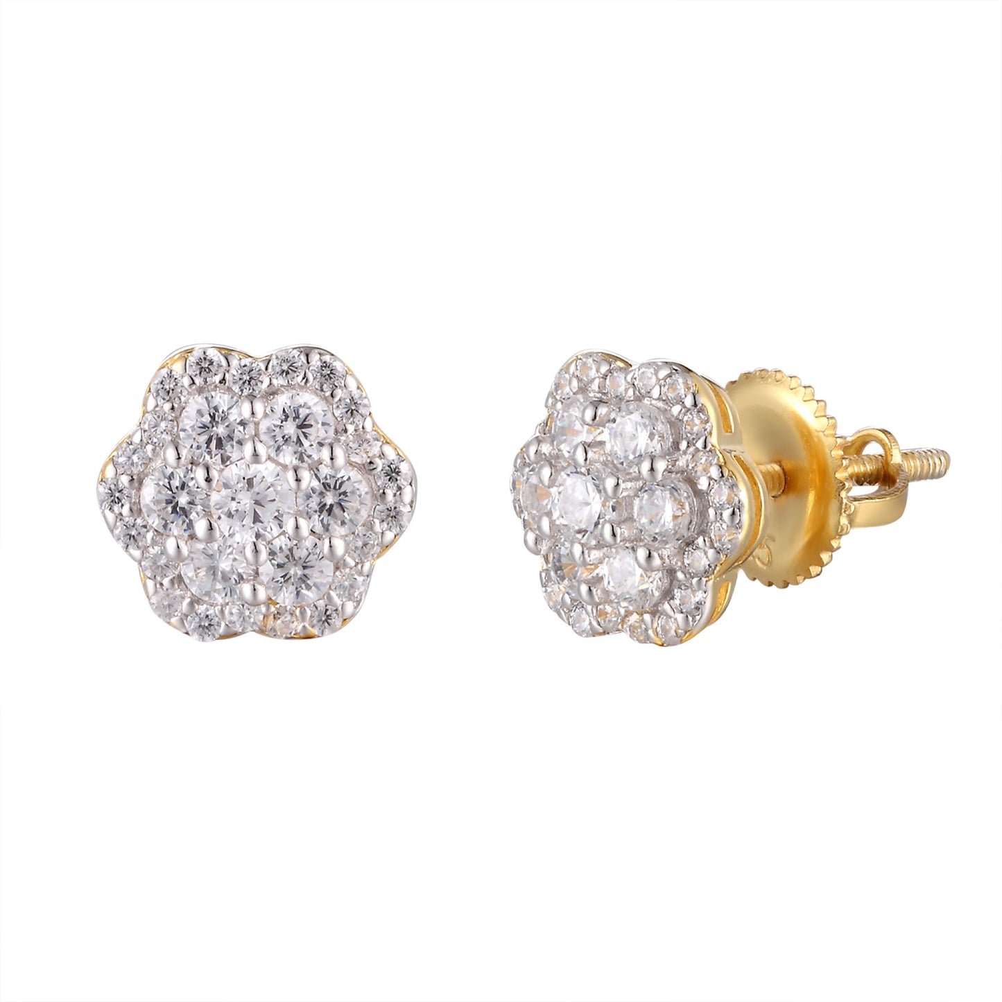Sterling Silver Round Moissanite Earrings Rp+Gp