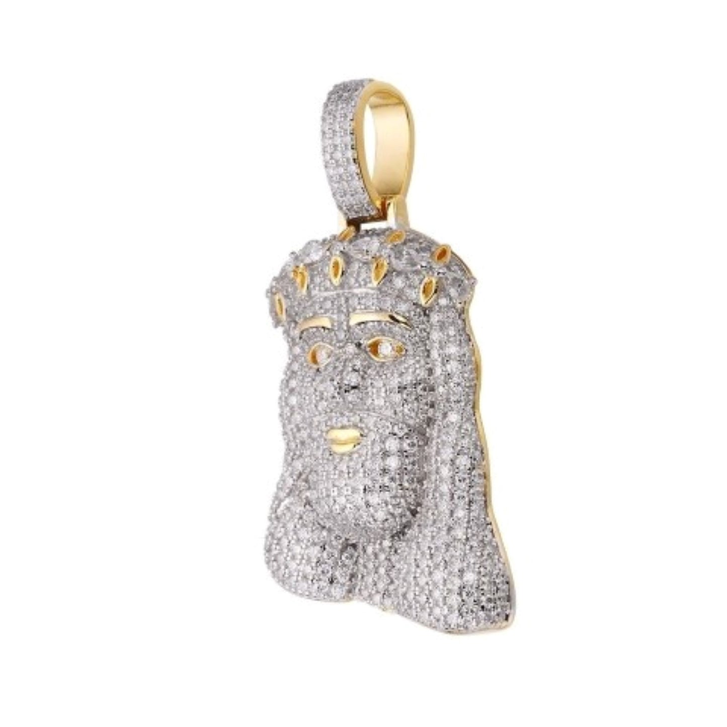 Sterling Silver Moissanite Jesus Face Religious Pendant RP+GP 3-1/3 Cttw