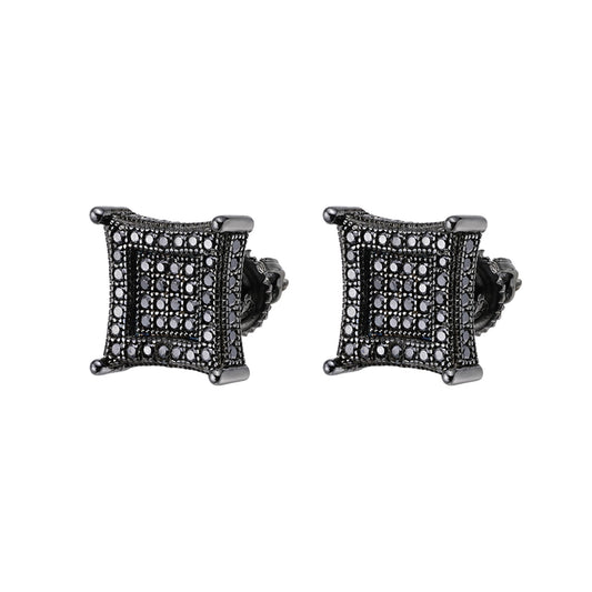 Stylish black moissanite stud earrings with intricate design for elegant occasions