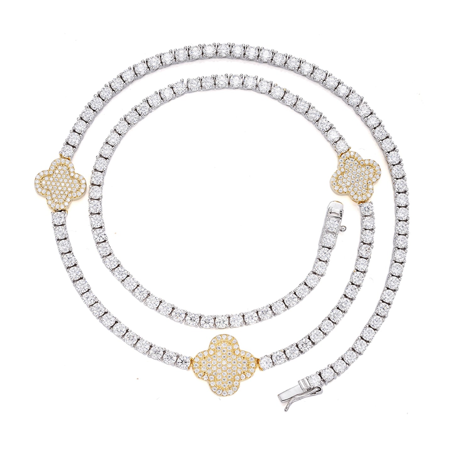 Sterling Silver Round Moissanite 15mm Designer With 3mm Tennis Chain 18 Inch Necklace RP+GP 1 Cttw