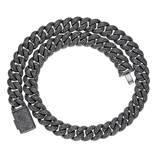 Men's black moissanite cuban link chain from Royal Jewelry and Watches with a sleek design