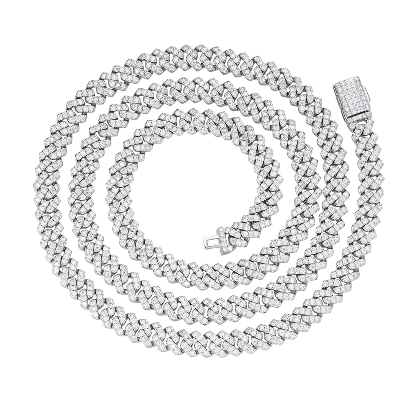 Sterling Silver 6mm Round Moissanite Cuban 20 Inch Necklace RP 5-3/8 Cttw