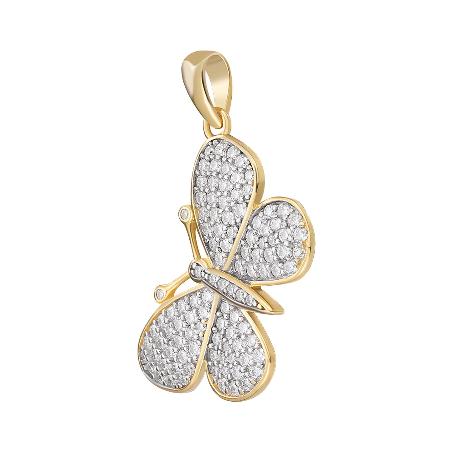 Sterling Silver Round Moissanite Butterfly Animal Pendant RP+GP 1 Cttw