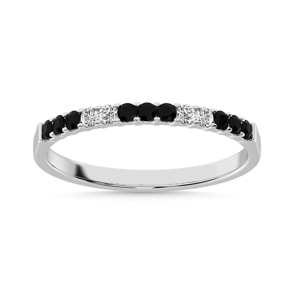 14K White Gold 1/5 CT Alternate 4 White and 9 Black Diamond Machine Band