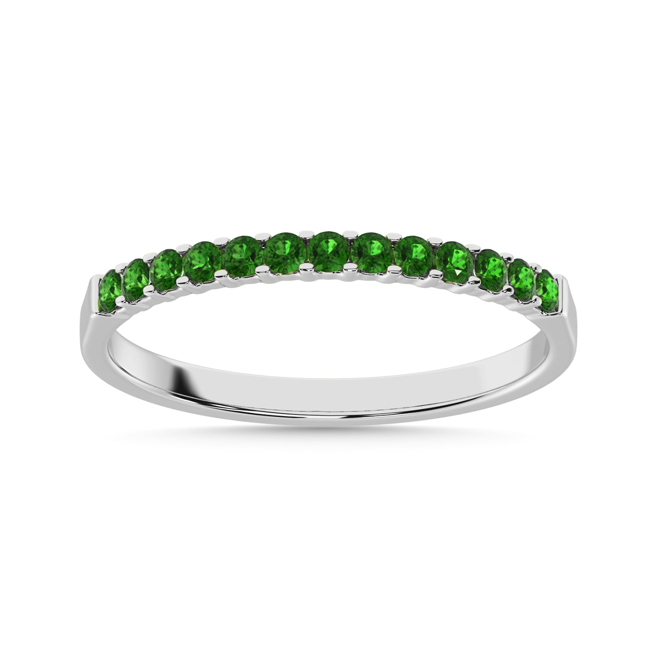 14K White Gold 1/5 CT Tsavorite Machine Band