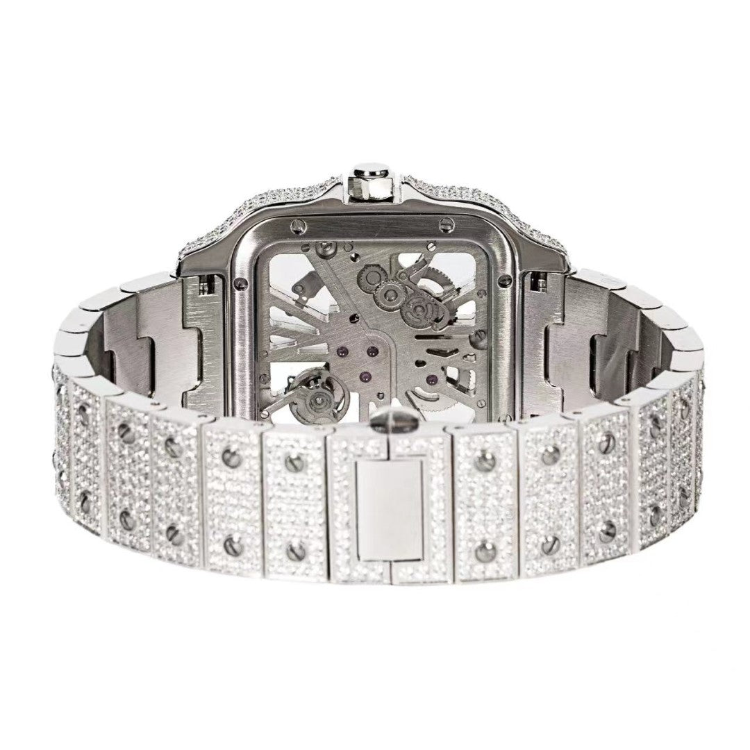 Moissanite Stainless Steel White Band Mens Watch 20-1/5 Cttw