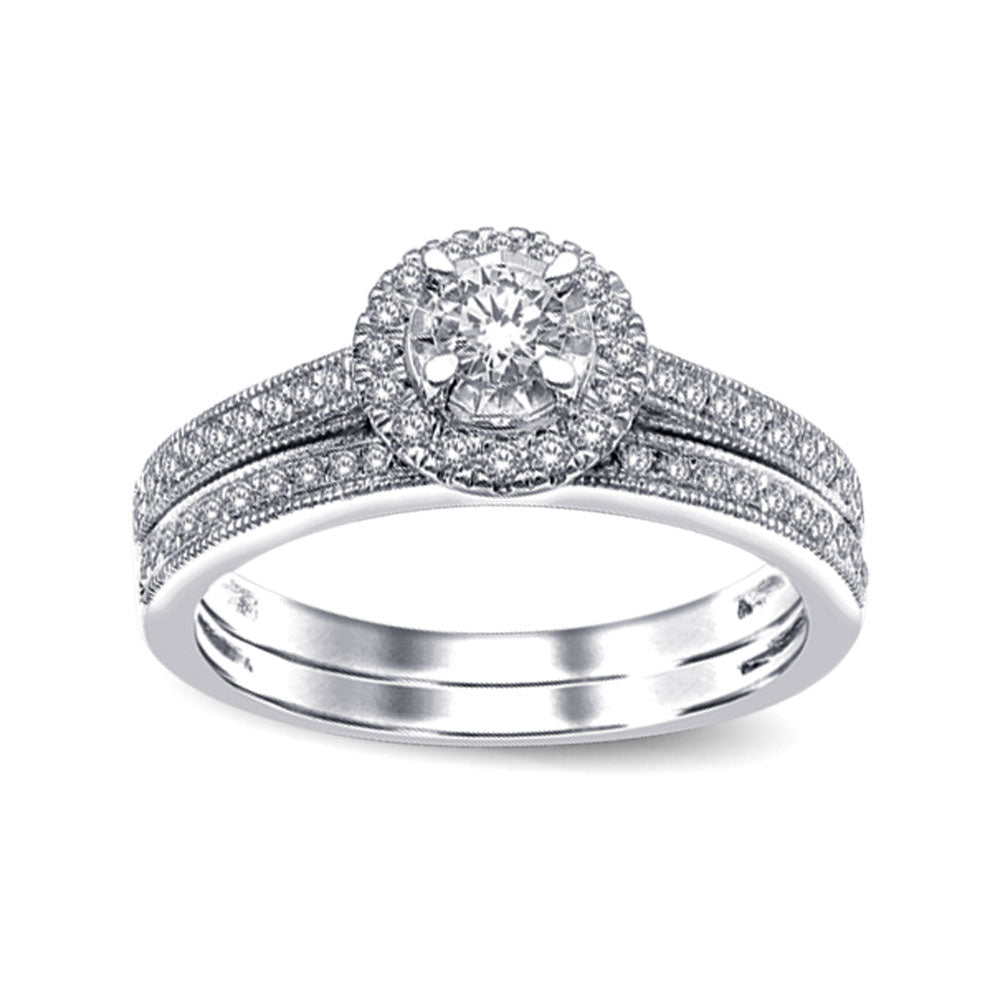 10K White Gold 1/2 CT Diamond Bridal Ring