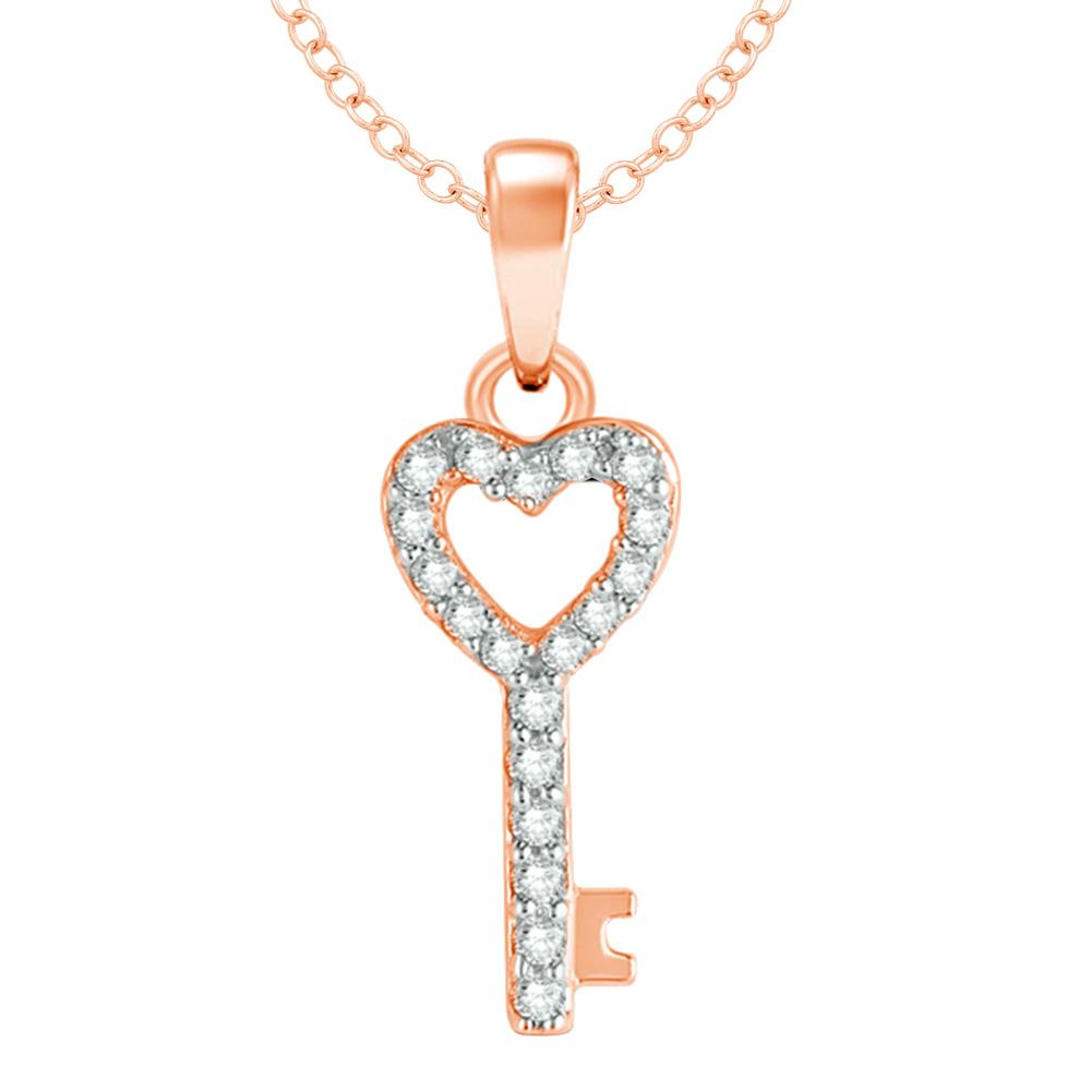 10K Rose Gold 1/10 CT Diamond Double Heart Pendant