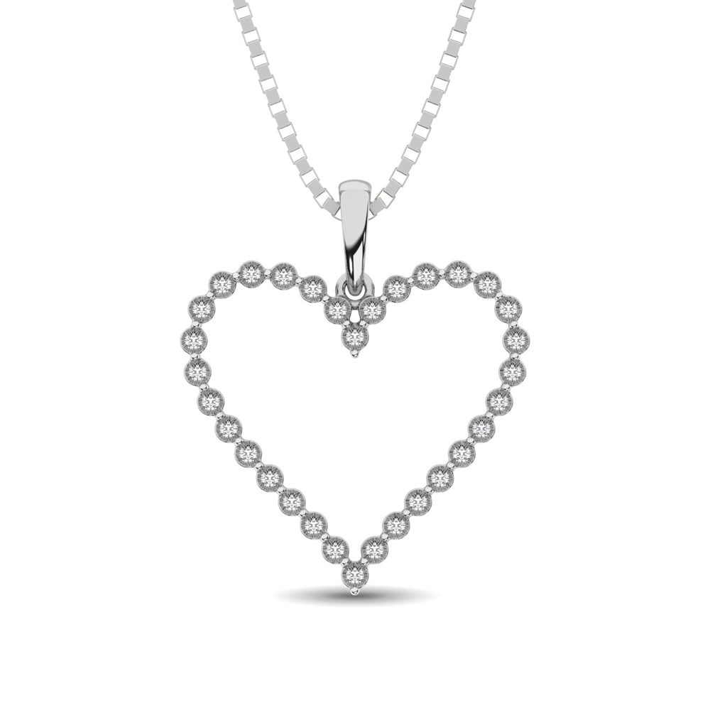 Sterling Silver 1/10 CT Diamond Heart Pendant