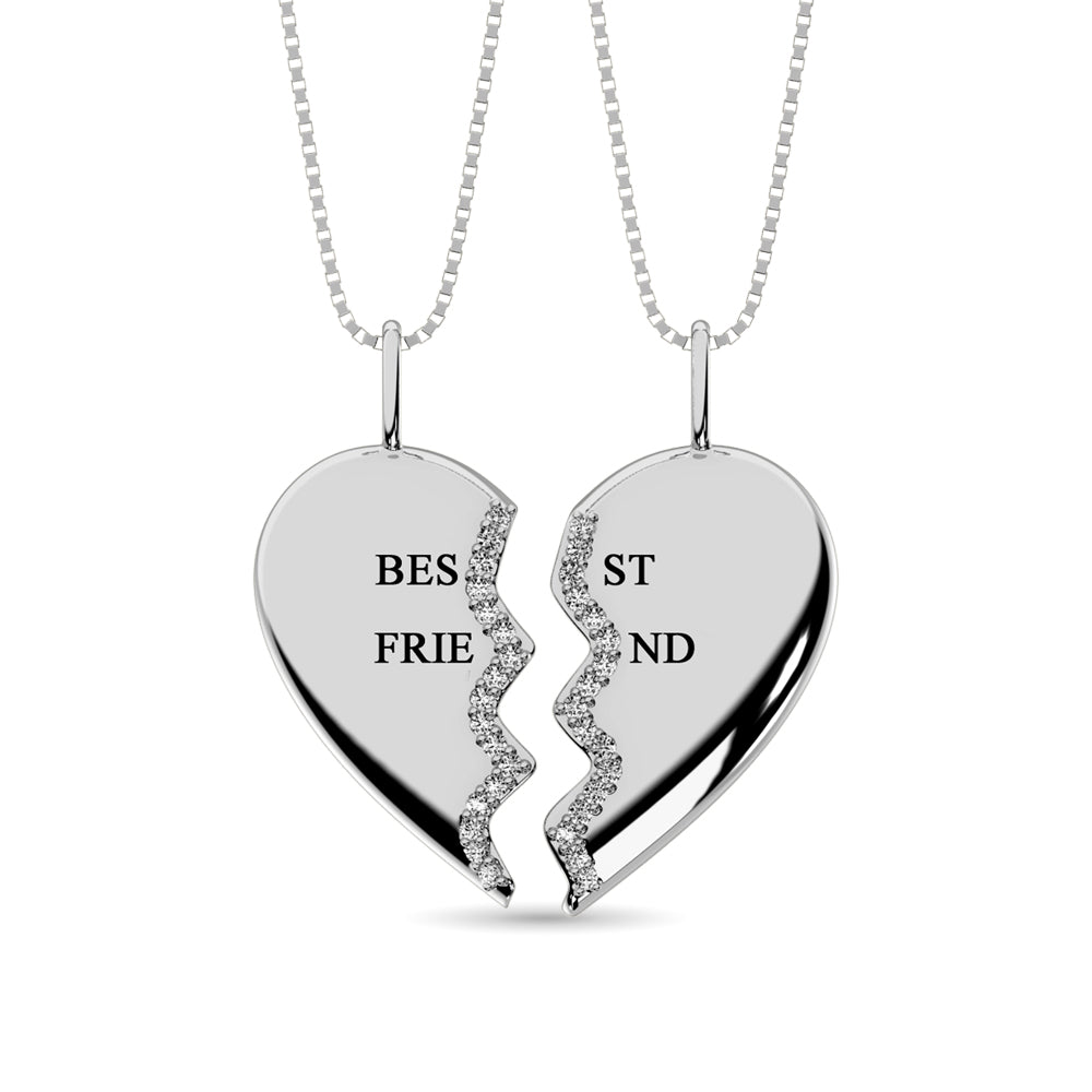 Diamond Best Friend Pendant 1/10 CT in Sterling Silver