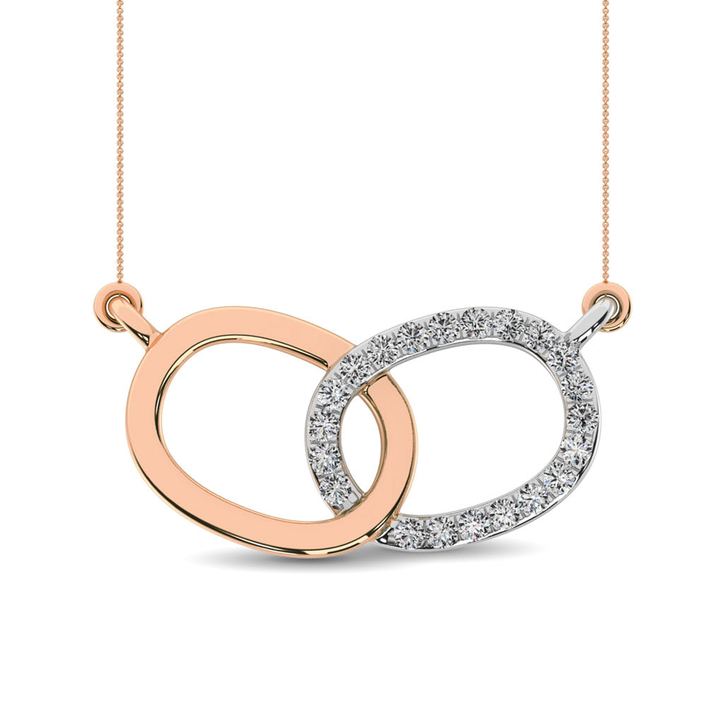 Diamond 1/20 CT Symatrical Oval Necklace in 10K Rose and White Gold