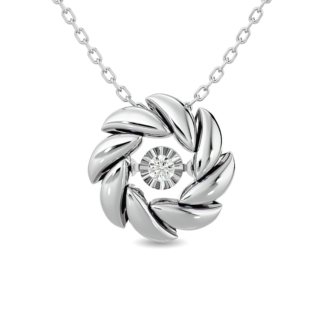 Diamond 1/20 CT Flower Pendant in Sterling Silver
