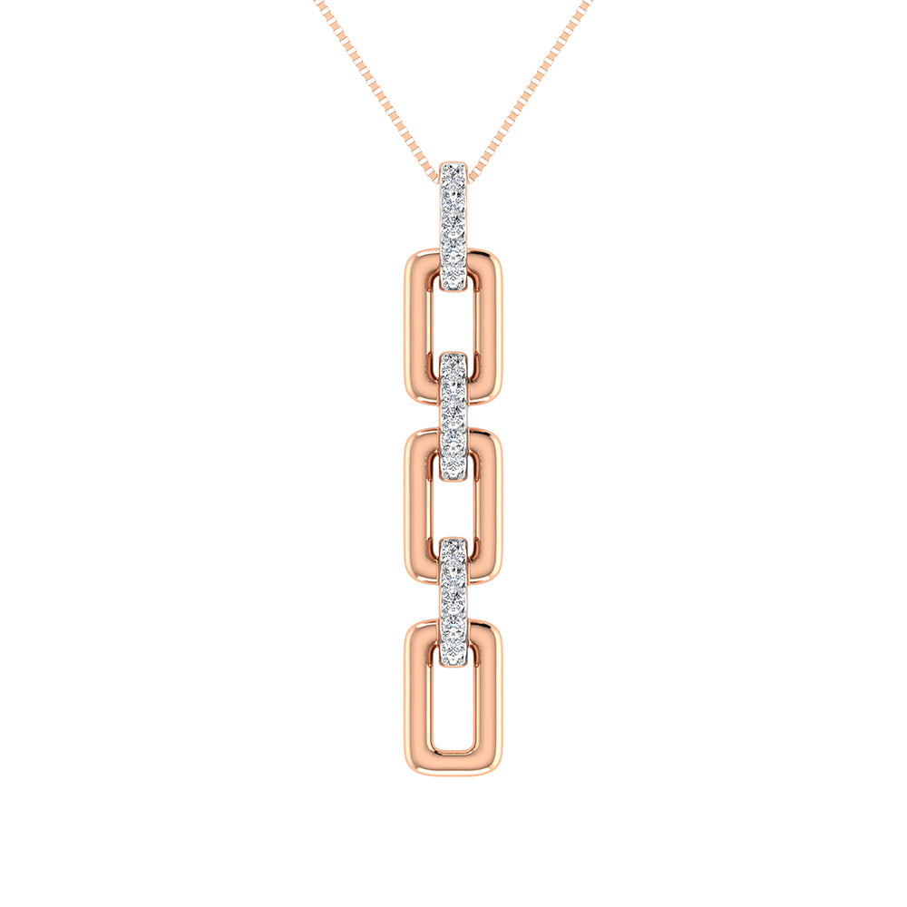 10K Pink Gold 1/8 CT Diamond Cuban Link Pendant