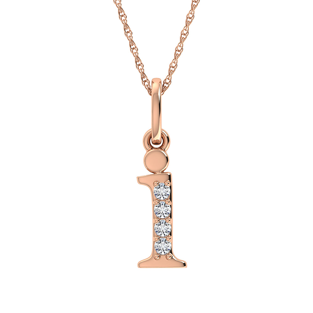 Diamond 1/20 CT Letter I Pendant in 10K Rose Gold
