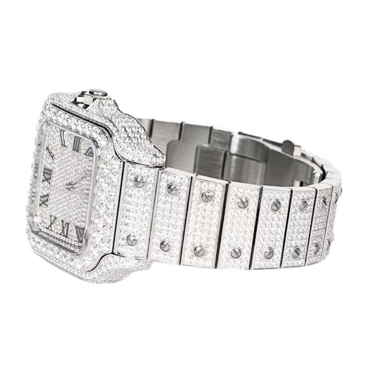 Royal Jewelry and Watches men's stainless steel CZ watch with a sparkling diamond-like design