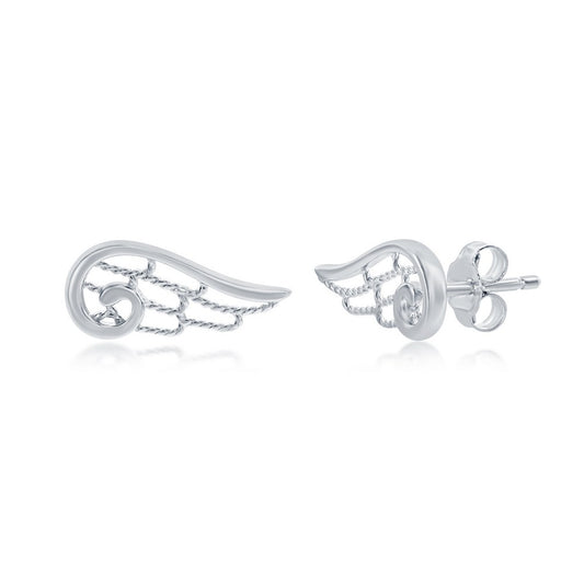Sterling Silver, Angel Wing Stud Earrings
