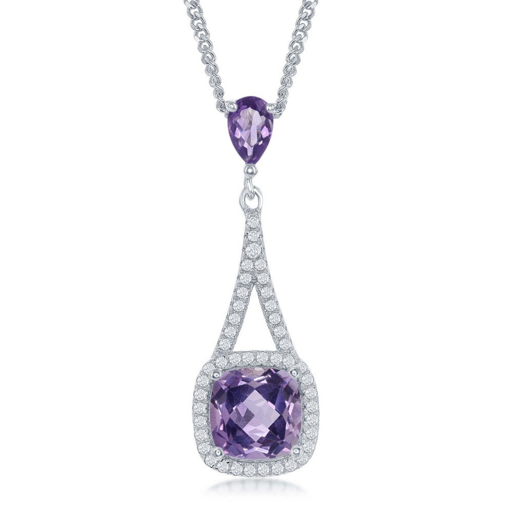Classic Of New York sterling silver amethyst necklace with a beautiful gemstone pendant and sparkling accents