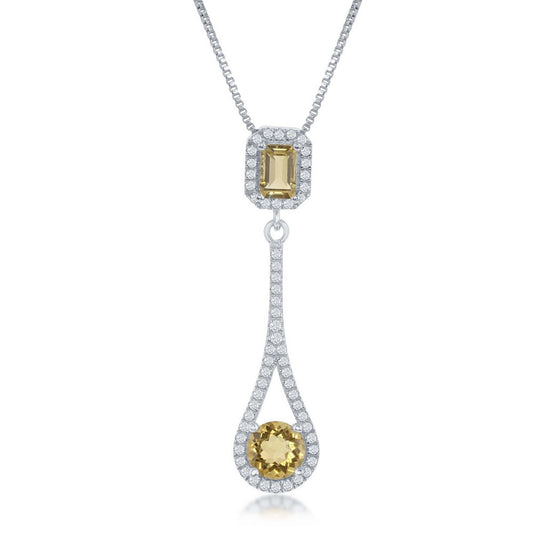 Classic Of New York sterling silver citrine and white topaz necklace with elegant drop design